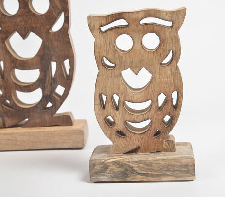 Wooden Owls Tabletop Decoratives (Set of 2)