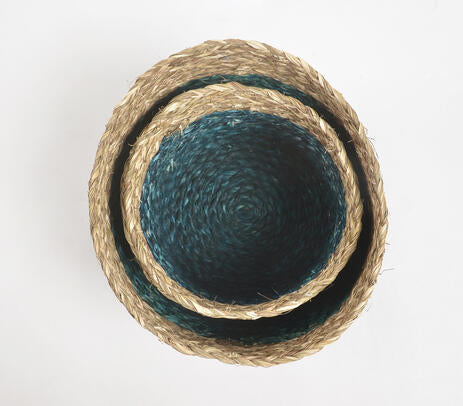 Earthy Sabai Grass Handwoven Planters (Set of 2) Q1