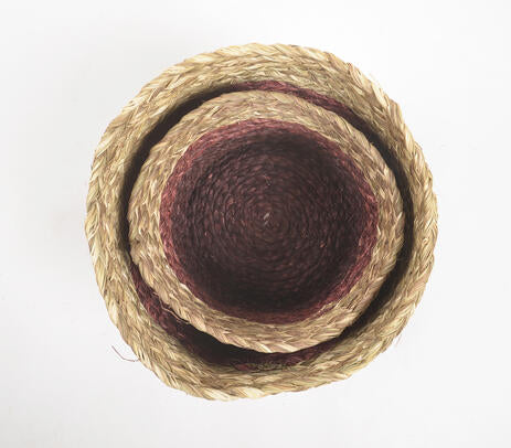 Earthy Sabai Grass Handwoven Planters – Set of 2