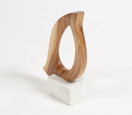 Minimalist Hand Cut Wood &amp; Marble Accent Dove