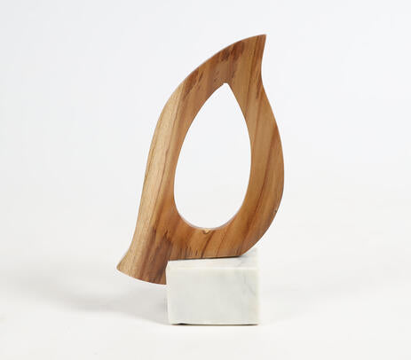 Minimalist Hand Cut Wood &amp; Marble Accent Dove