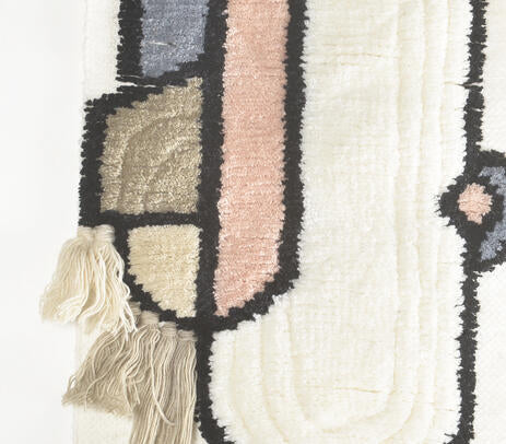 Handwoven Abstract Pastel Fringed Wall Hanging