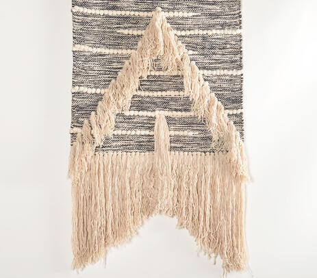 Handwoven Cotton &amp; Wool Wall Hanging – Boho Wall Decor