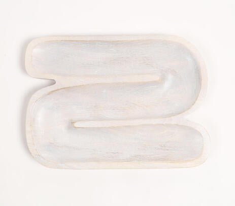 Hand Carved N-Shaped Wooden Platter