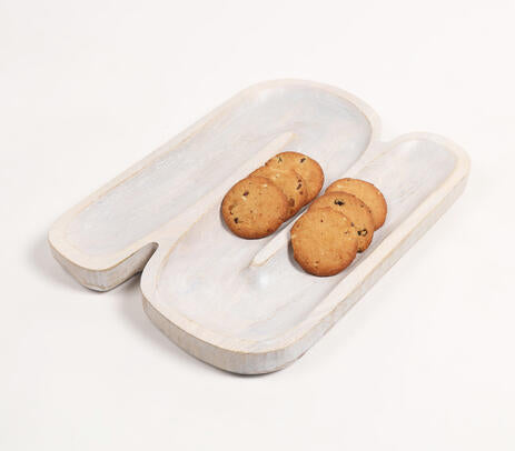 Hand Carved N-Shaped Wooden Platter