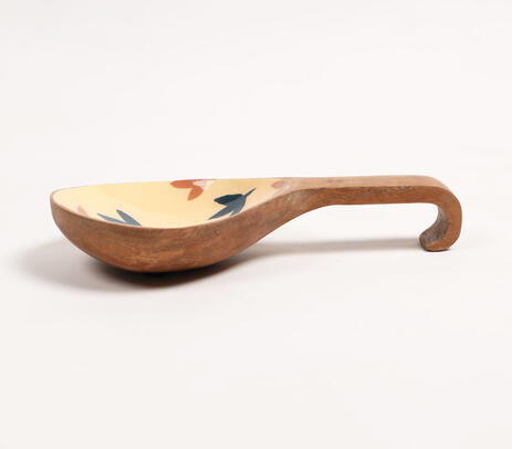 Enamelled Botanical Wood Serving Platter