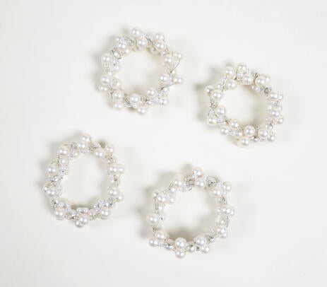 Pearl Embellished Napkin Rings – Set of 4