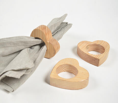 Heart Cut-Out Mango Wood Napkin Rings