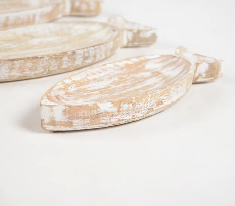 Mango Wood Serving Tray Set – Fish-Shaped Decorative Trays