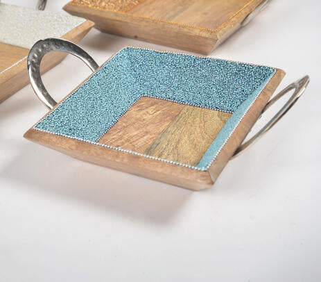 Sead Bead Encrusted Coastal Mango Wood Nesting Trays (set of 3)