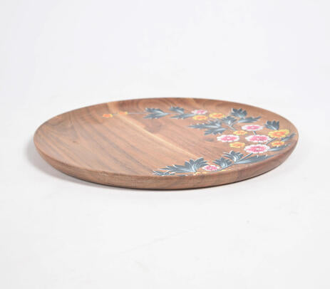 Floral Hand Printed Acacia Wood Plate