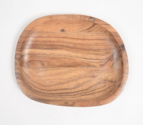 Hand Cut Acacia Wood Serving Platter