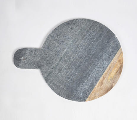 Colorblock Grey Stone &amp; Wood Paddle Chopping Board