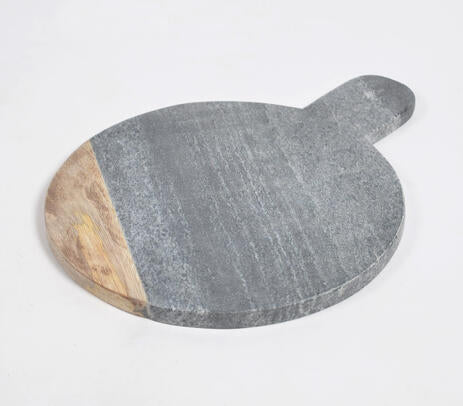 Colorblock Grey Stone &amp; Wood Paddle Chopping Board