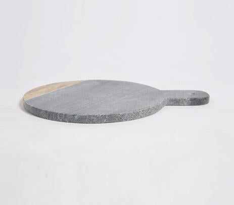 Colorblock Grey Stone &amp; Wood Paddle Chopping Board