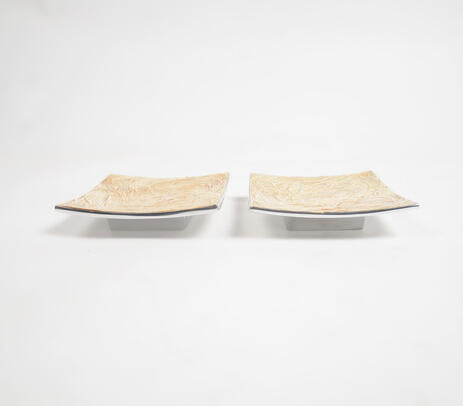 Textured Aluminium Pizza Slice Square Plate (Set of 2)