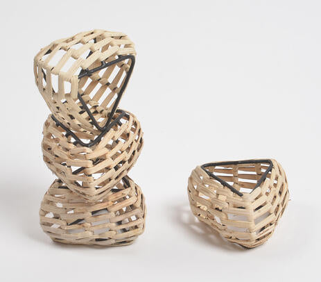 Handmade Triangular Iron &amp; Cane Napkin Rings
