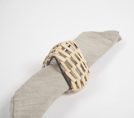 Handmade Triangular Iron &amp; Cane Napkin Rings