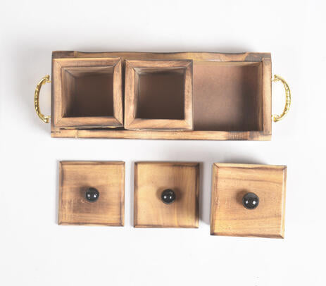 Hand Carved Mango Wood Storage Jars