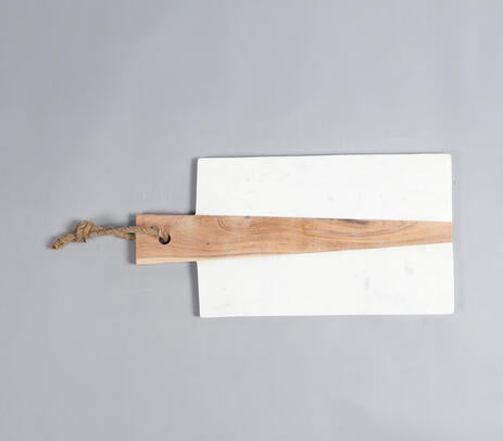 Hand Cut Marble &amp; Acacia Wood Cheese Board