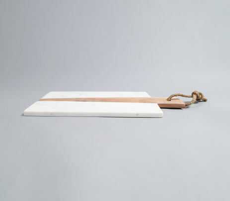 Hand Cut Marble &amp; Acacia Wood Cheese Board