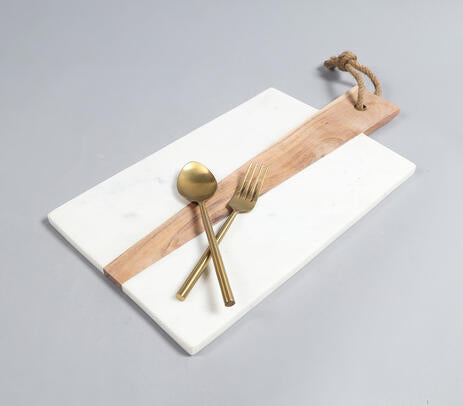 Hand Cut Marble &amp; Acacia Wood Cheese Board