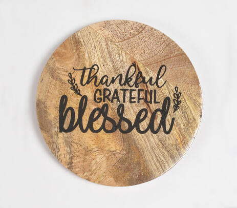 Thankful Grateful Blessed Mango Wood Coasters (set of 4)