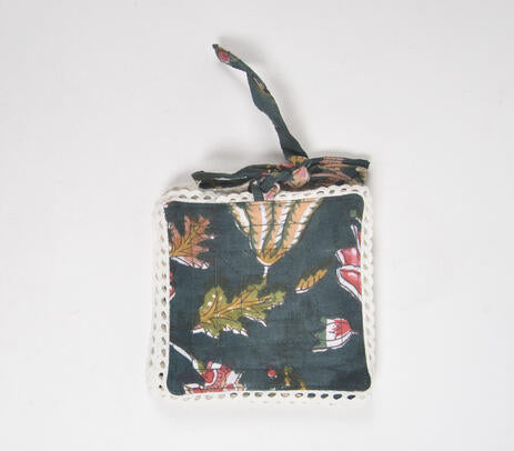 Block Printed Midnight Floral Cotton Coasters