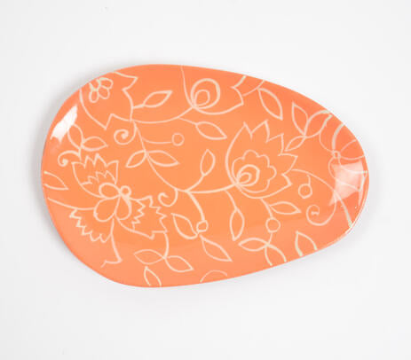 Floral Handpainted Mango Wood Oval Platter – Artisan Serving Tray