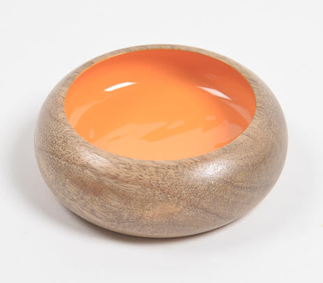 Raw Enameled Mango Wood Snack Bowl – Handmade Sustainable Serveware