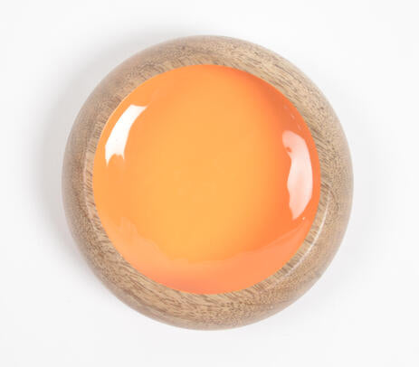 Raw Enameled Mango Wood Snack Bowl – Handmade Sustainable Serveware