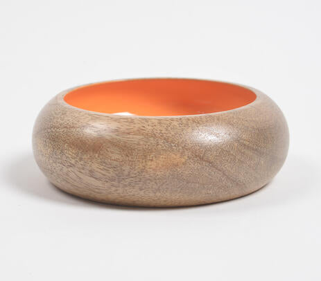 Raw Enameled Mango Wood Snack Bowl – Handmade Sustainable Serveware