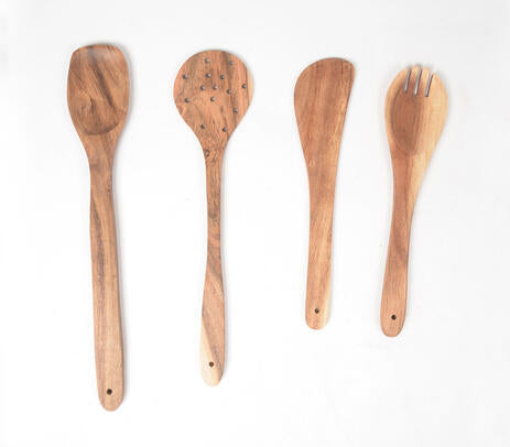Hand Carved Assorted Acacia Cooking Spoons (set of 4)