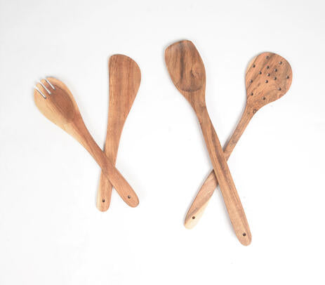 Hand Carved Assorted Acacia Cooking Spoons (set of 4)