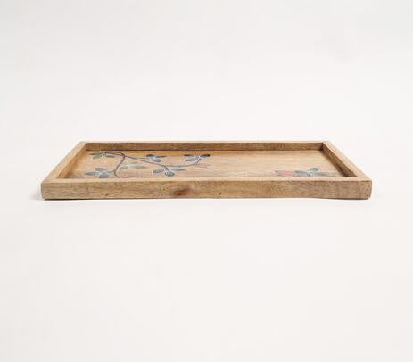 Botanical Mango Wood Serving Tray – Hand-Painted
