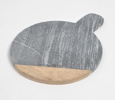 Round Wooden &amp; Stone Chopping Board