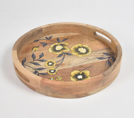 Hand printed Floral Mango Wood Tray
