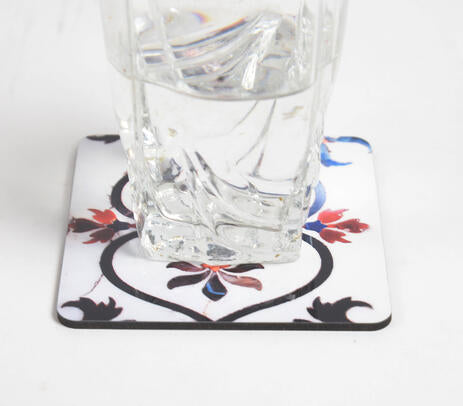 Taj Mahal Floral Laminated &amp; Laser Cut MDF Coasters (set of 2)