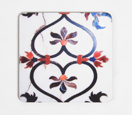 Taj Mahal Floral Laminated &amp; Laser Cut MDF Coasters (set of 2)