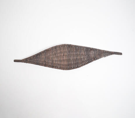 Woven Black Boat-Shaped Wicker Platter