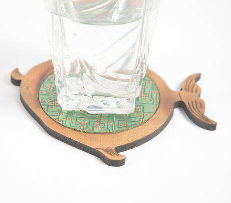 Recycled Circuit Board &amp; MDF Fish-Shaped Coaster