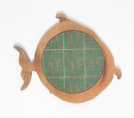Recycled Circuit Board &amp; MDF Fish-Shaped Coaster