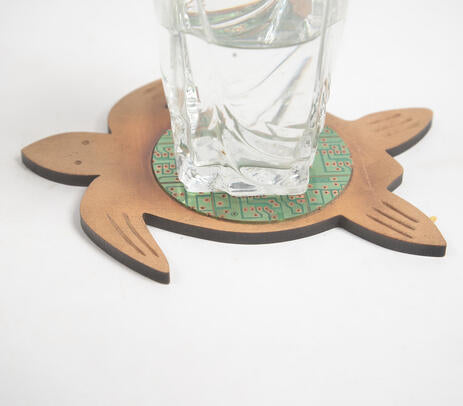 Turtle-Shaped Coaster – Recycled Circuit Board &amp; MDF Eco Decor