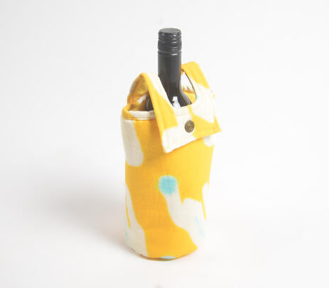 Abstract Yellow fabric wine Bottle bag
