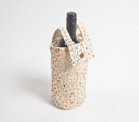 Floral Fabric Wine Bottle Bag – Handcrafted Gift Wrap