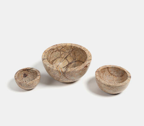 Marble Turned Classic Round Bowls (Set of 3)