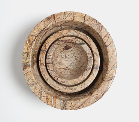 Marble Turned Classic Round Bowls (Set of 3)