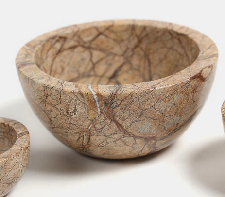 Marble Turned Classic Round Bowls (Set of 3)