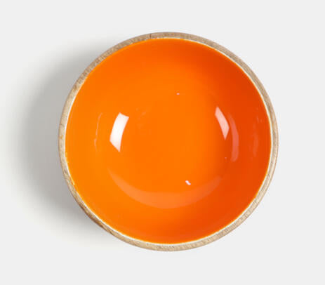 Enamelled Mango Wood Orange Serving Bowl