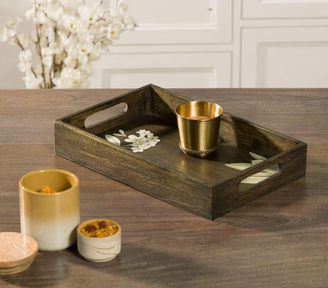 Frangipani Hand Painted Rectangular Wooden Tray
